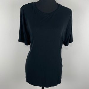 Ava & Viv Black Ribbed Lightweight Crewneck Tshirt